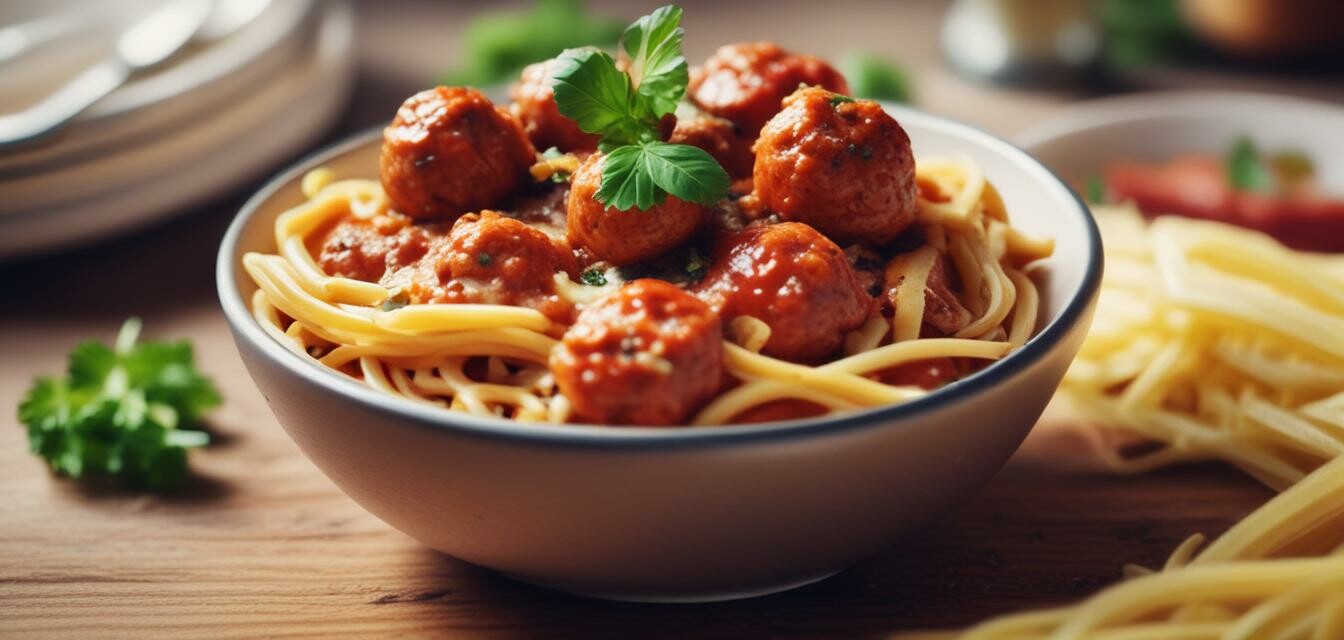 Balletjes in tomatensaus met pasta